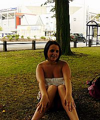 Amateur public nudity and english babes Emma Louise and Sarah Jane flashing nude round parks and roads on british streets from UK Flashers