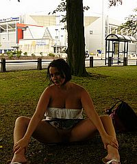 Amateur public nudity and english babes Emma Louise and Sarah Jane flashing nude round parks and roads on british streets from UK Flashers