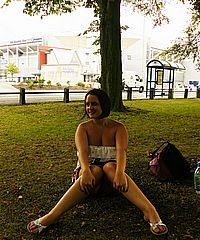 Amateur public nudity and english babes Emma Louise and Sarah Jane flashing nude round parks and roads on british streets from UK Flashers