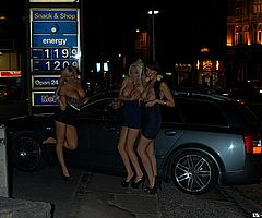 Three pornstars holiday flirting and flashing of big tits with blonde babes from UK Flashers
