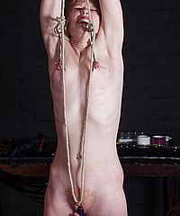 Lesbian slavegirl Madison Youngs extreme pain and nipple torture in strict bondage from Shadow Slaves