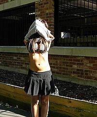 Teen ebony flasher and outdoor public nudity of masturbating black college babe Candy from England from UK Flashers